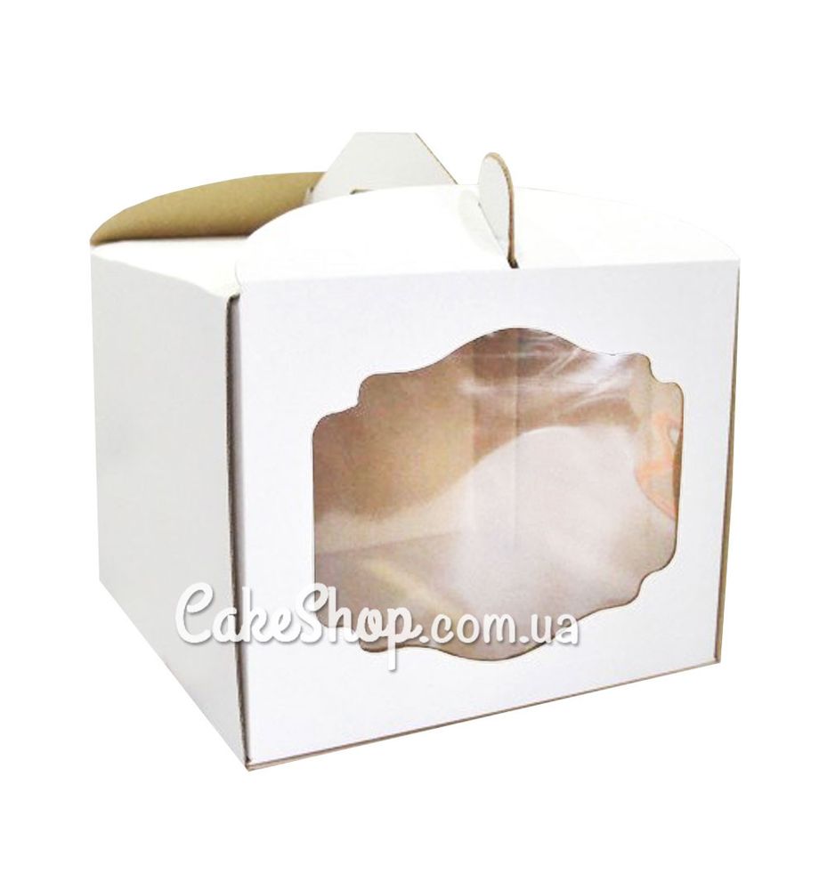 Коробка для торта с окном Белая, 25х25х20 см - фото