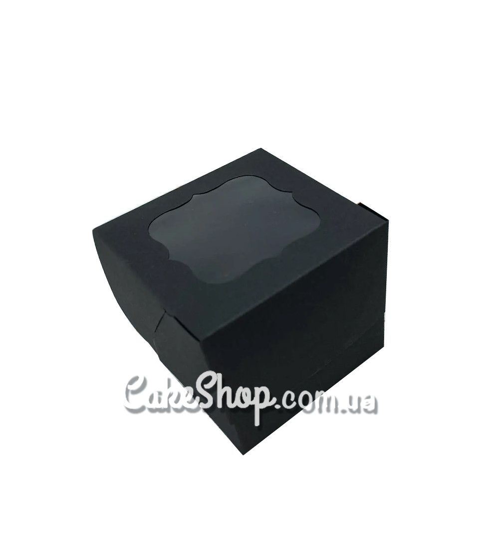 ⋗ Коробка для 1 кекса с фигурным окном Черная, 10х10х9 см купить в Украине ➛ CakeShop.com.ua, фото