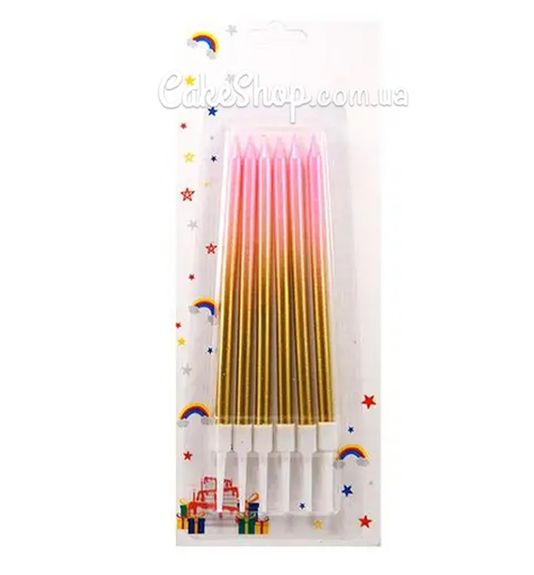 ⋗ Свічки тортові Омбре Рожево-золоті купити в Україні ➛ CakeShop.com.ua, фото