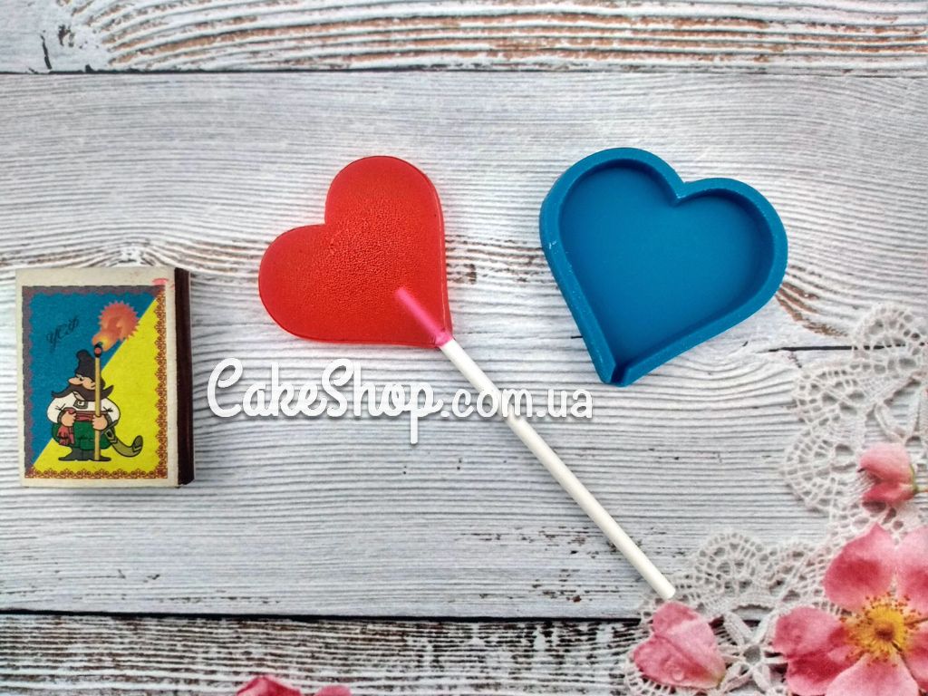 ⋗ Силиконовый молд для леденцов Сердце 6 см купить в Украине ➛ CakeShop.com.ua, фото