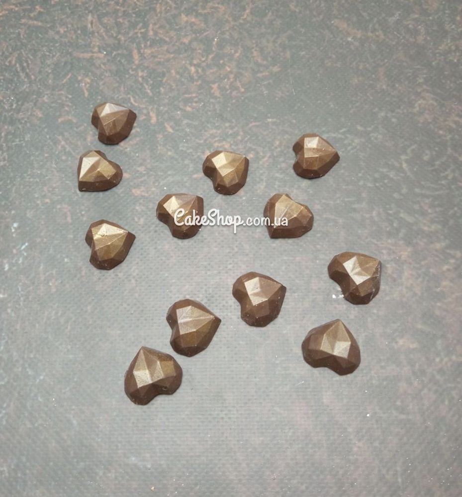 Пластиковая форма для шоколада Бриллиантовые сердца - фото