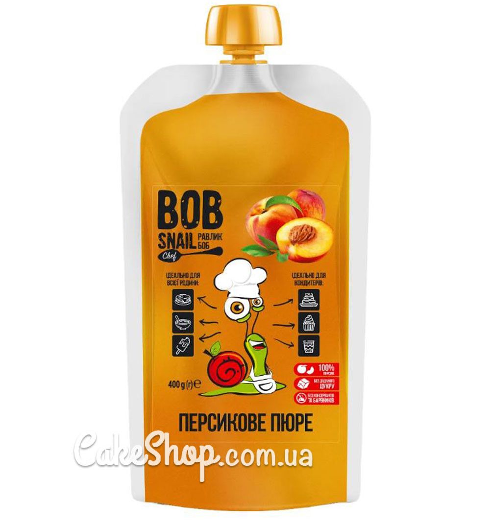 ⋗ Пюре персика без цукру Bob Snail, 400 г купити в Україні ➛ CakeShop.com.ua, фото