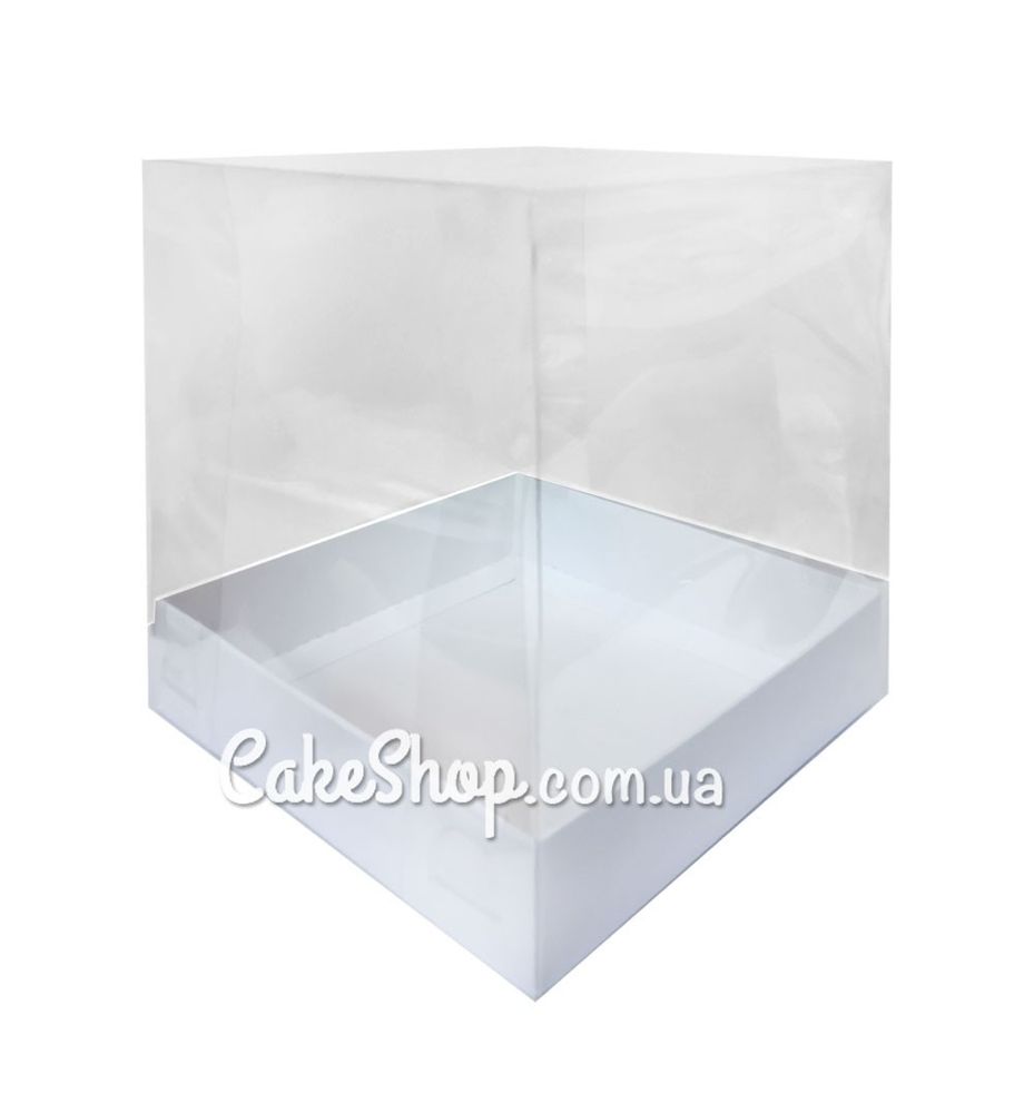 Коробка з прозорою кришкою Біла, 16х16х17 см - фото