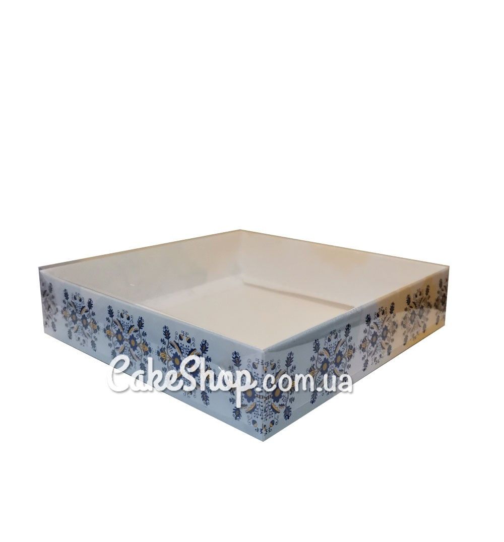⋗ Коробка для пряников с прозрачной крышкой Вышиванка, 16х16х3,5 см купить в Украине ➛ CakeShop.com.ua, фото