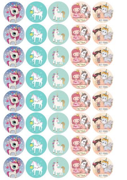 ⋗ Вафельная картинка для капкейков Единорожки 4 купить в Украине ➛ CakeShop.com.ua, фото