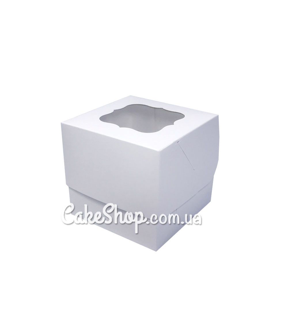 ⋗ Коробка для 1 кекса с фигурным окном Белая, 10х10х9 см купить в Украине ➛ CakeShop.com.ua, фото