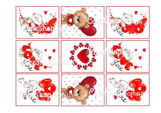 ⋗ Вафельная картинка День Св. Валентина 36 купить в Украине ➛ CakeShop.com.ua, фото