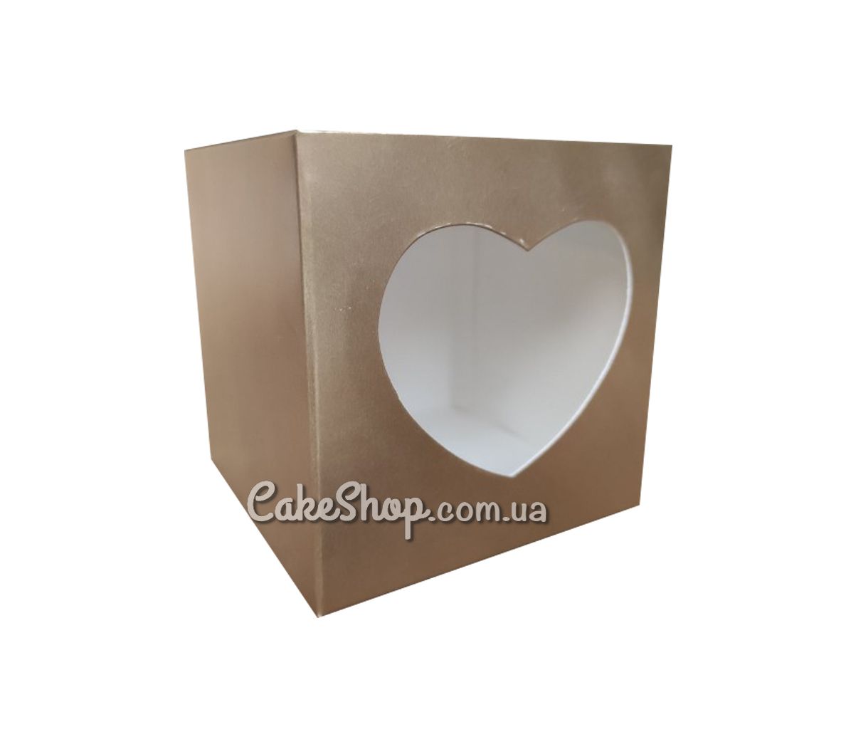 ⋗ Коробка для 1 кексу з серцем Золото, 10х10х9 см купити в Україні ➛ CakeShop.com.ua, фото
