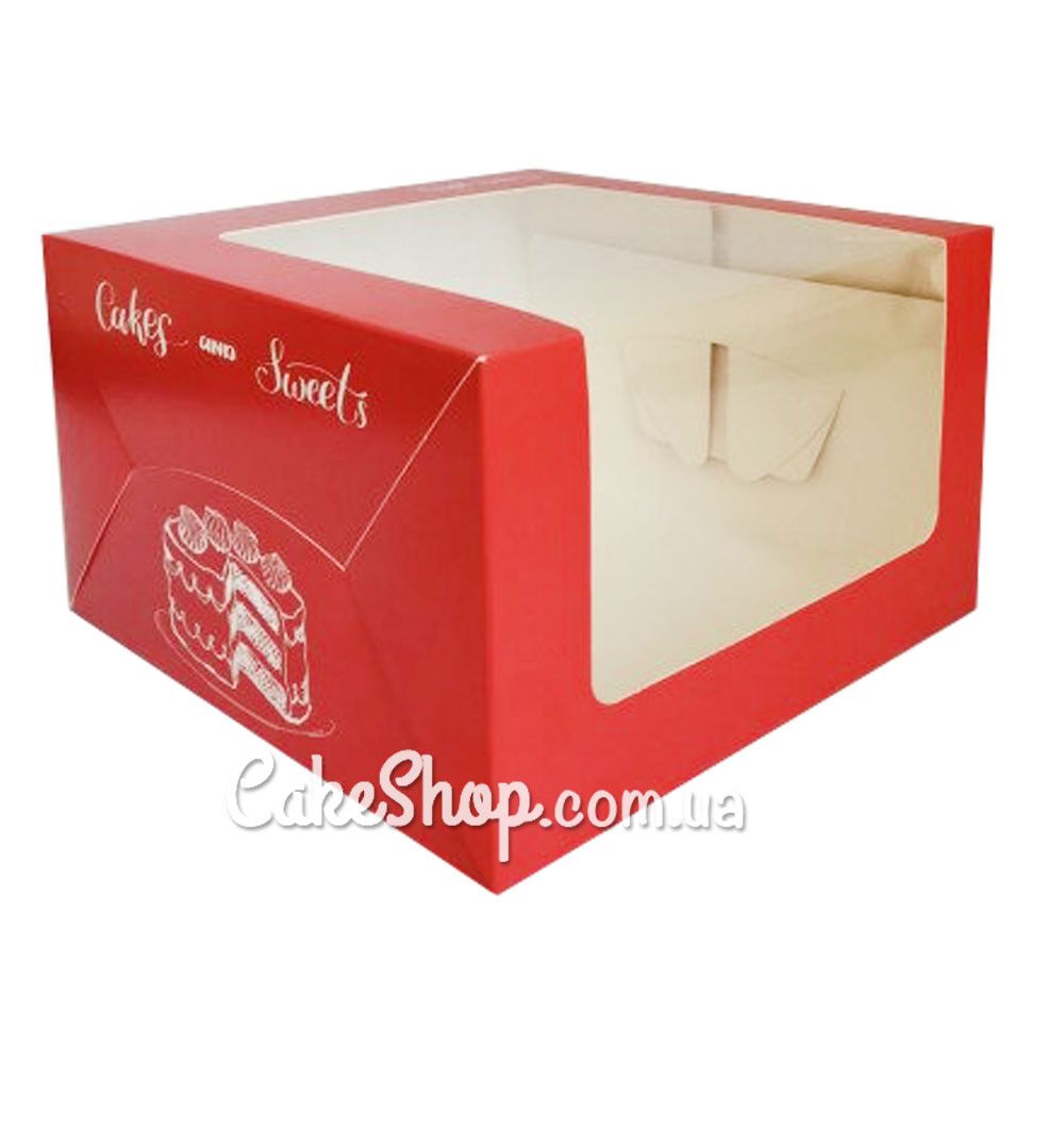 ⋗ Коробка для торта Красная с окошком, 25х25х15см купить в Украине ➛ CakeShop.com.ua, фото