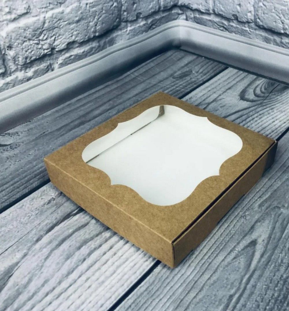⋗ Коробка для пряников с фигурным окном Крафт, 15х15х3см купить в Украине ➛ CakeShop.com.ua, фото