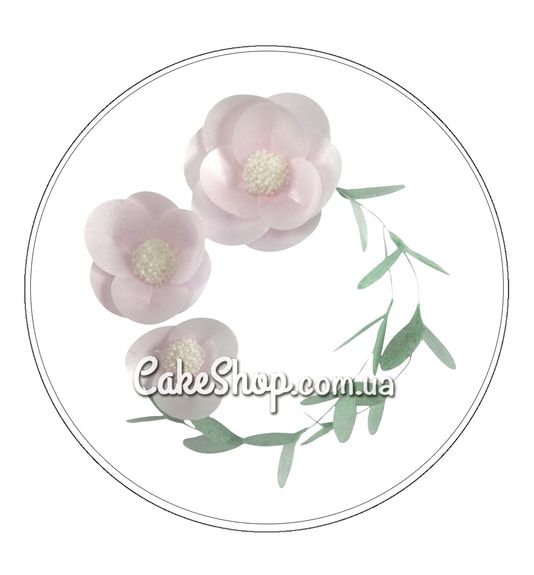 ⋗ Вафельний набір, Квіти з листочками Білі з зеленим ТМ Іриска купити в Україні ➛ CakeShop.com.ua, фото