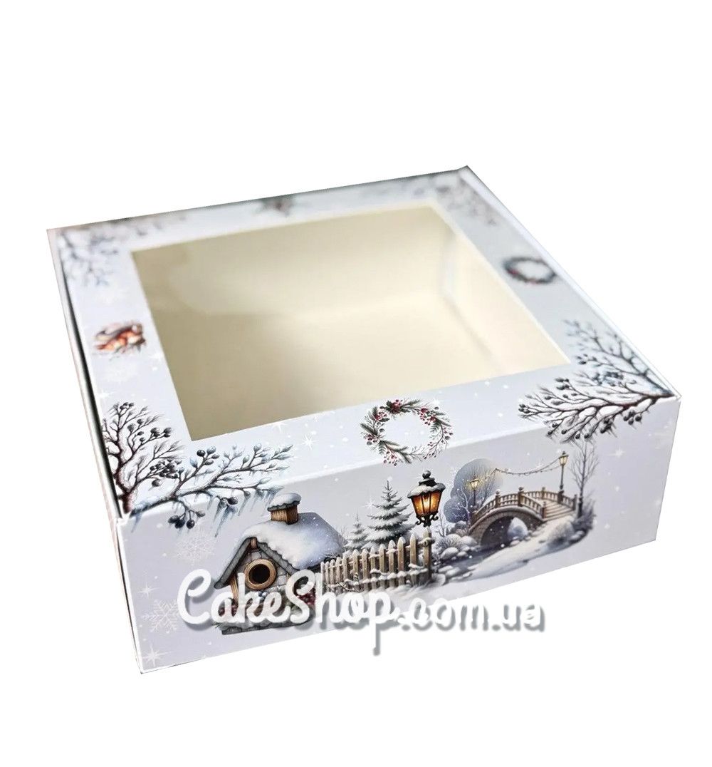 ⋗ Коробка для зефира с окном Зимняя, 20х20х7 см купить в Украине ➛ CakeShop.com.ua, фото