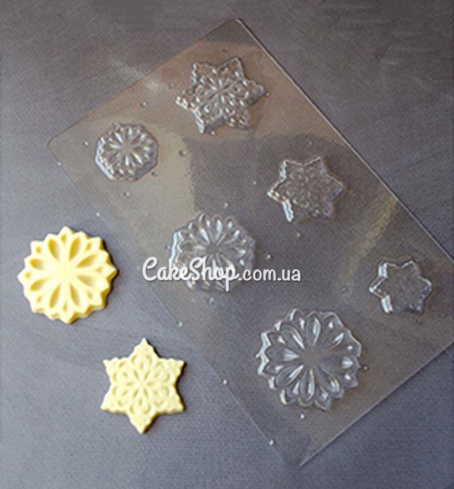Пластиковая форма для шоколада Снежинки 6 - фото