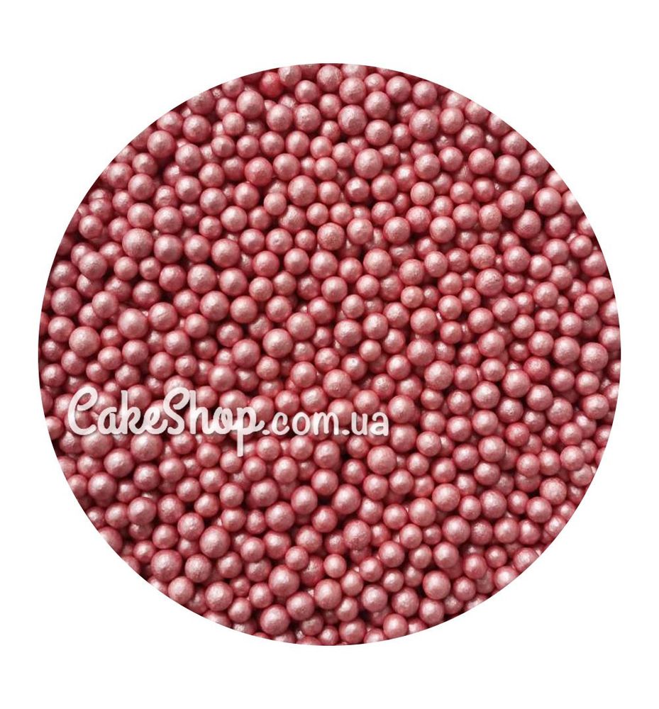 Перлини цукрові Темно-рожеві перламутрові 5 мм, 50 г - фото