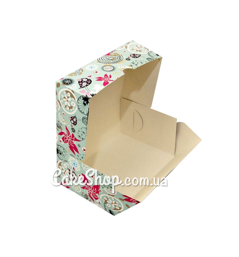 ⋗ Коробка на 2 кекса Акварель цветы, 18х12х8 см купить в Украине ➛ CakeShop.com.ua, фото