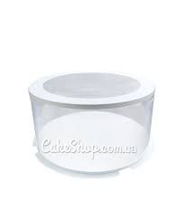 ⋗ Коробка для торта, квітів, іграшок Тубус з прозорою кришкою d-20, h-10 см купити в Україні ➛ CakeShop.com.ua, фото