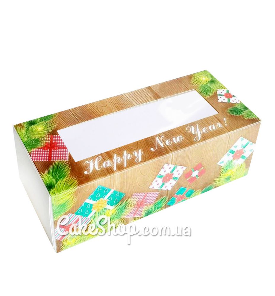 Коробка для макаронс, конфет, безе с прозрачным окном Подарки, 14х5х6 см - фото