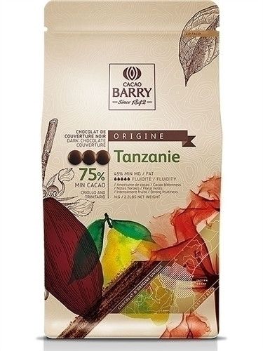 Темный шоколадный кувертюр Tanzanie 75%, Cacao Barry, 1кг - фото