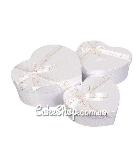 ⋗ Коробка Сердце с бантом, 22х20х9 см Белая купить в Украине ➛ CakeShop.com.ua, фото