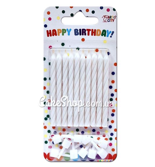 ⋗ Свічки тортові на ніжці Спіраль білі, 10 шт купити в Україні ➛ CakeShop.com.ua, фото