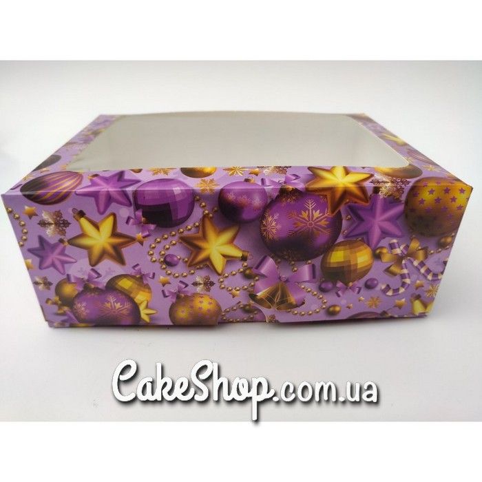 Коробка на 6 кексов Новогодняя Сиреневая, 24х18х9 см - фото