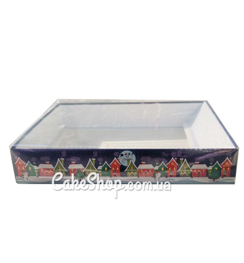 Коробка для пряников с прозрачной крышкой Домики, 20х15х3,5 см - фото