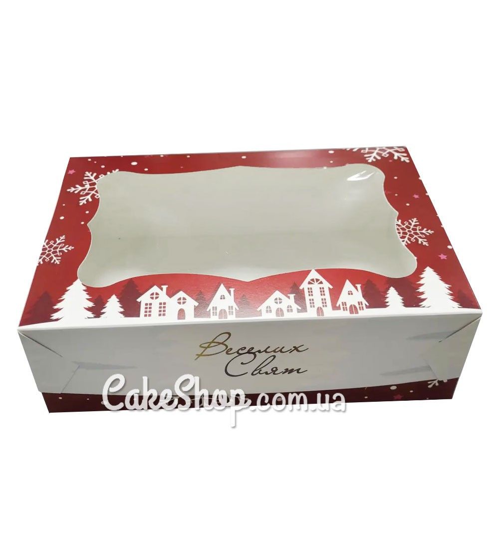 ⋗ Коробка на 6 кексов с прозрачным окном Новогодняя, 25х17х8 см купить в Украине ➛ CakeShop.com.ua, фото
