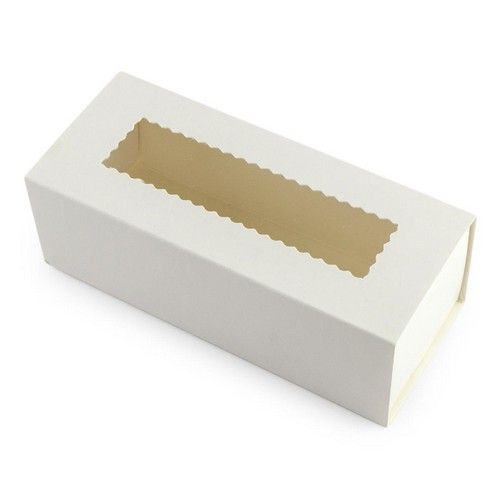 Коробка для макаронс, конфет, безе с прозрачным окном Белая, 14х5х6 см - фото