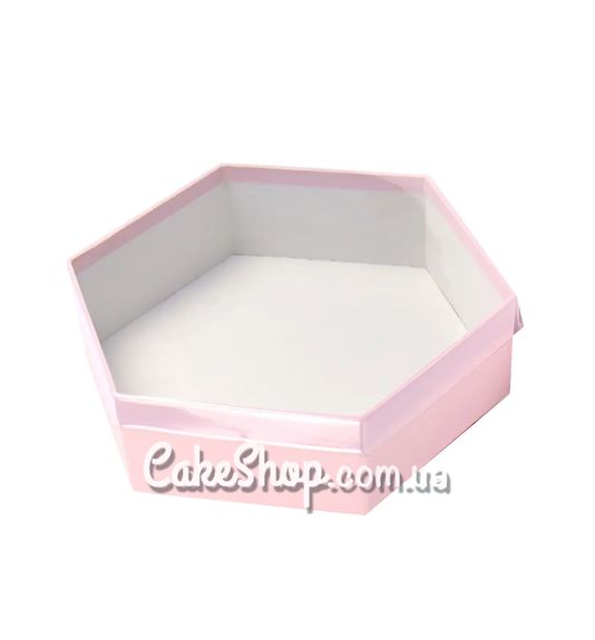 ⋗ Коробка шестигранна з вікном d-26 см, h-6 см, Пудра купити в Україні ➛ CakeShop.com.ua, фото