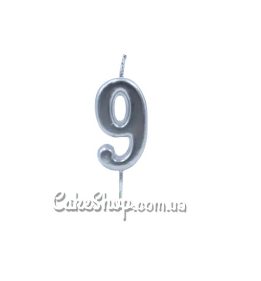 ⋗ Свеча цифра для бенто-торта Серебро - 9 купить в Украине ➛ CakeShop.com.ua, фото