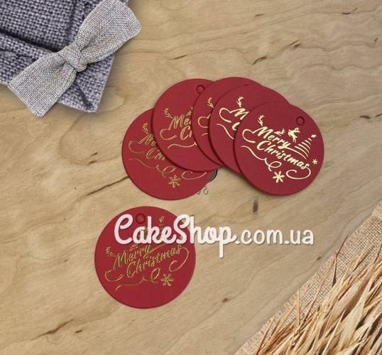 ⋗  Бірка паперова Новорічна червона 4,5 см, 10 шт купити в Україні ➛ CakeShop.com.ua, фото