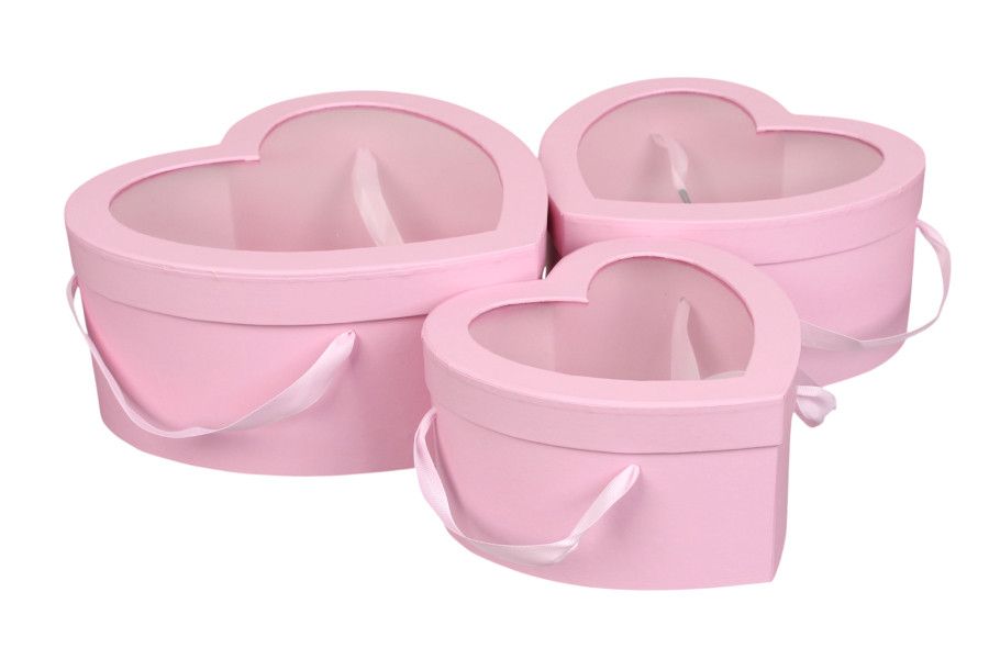 ⋗ Коробка Сердце с ручками, 26,4х25,4х12 см Розовая купить в Украине ➛ CakeShop.com.ua, фото