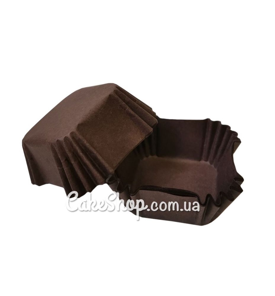 Бумажные формы для конфет и десертов 4х4 см, коричневые 50 шт. - фото