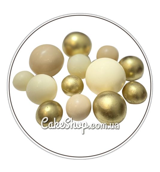 ⋗ Сфера шоколадна ДімК Біла-беж-золота купити в Україні ➛ CakeShop.com.ua, фото