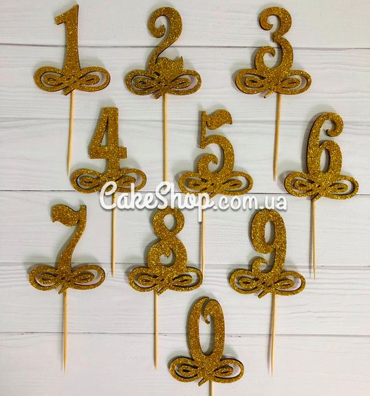 ⋗ Деревянный топпер-цифра 6 Золото купить в Украине ➛ CakeShop.com.ua, фото