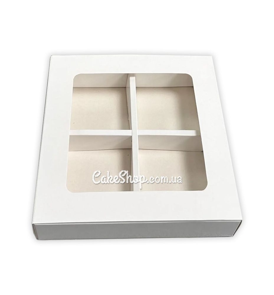 Коробка для 4 моти, макаронс, конфет Белая, 15,3х15,3х3,5 см - фото