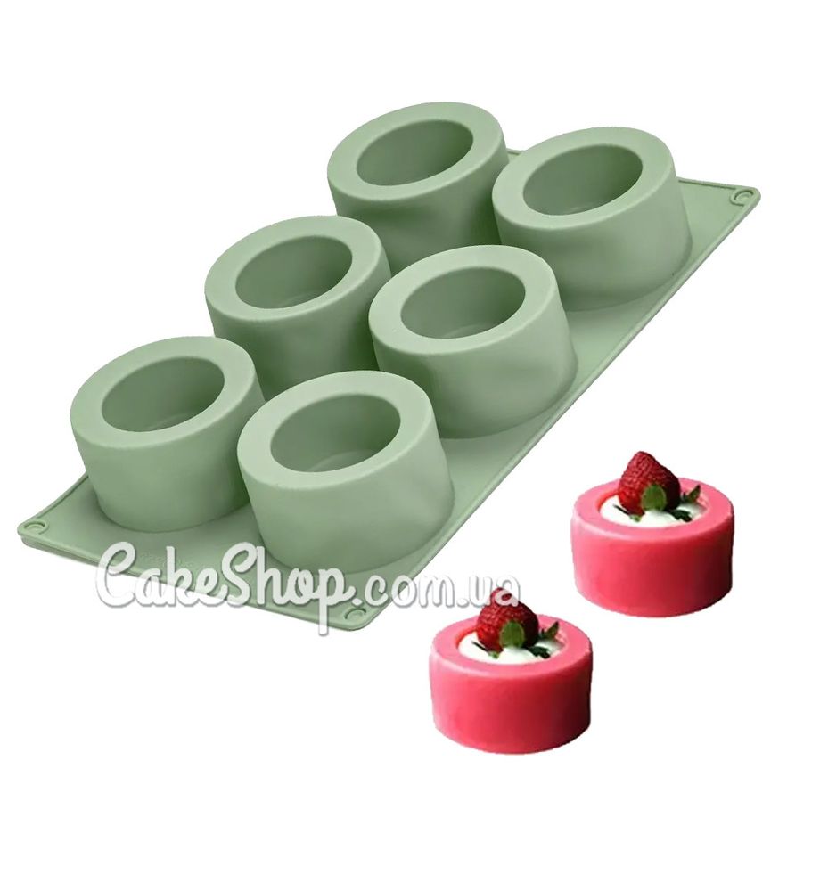 Силіконова форма для євродесертів Циліндри з отвором, 6 шт - фото