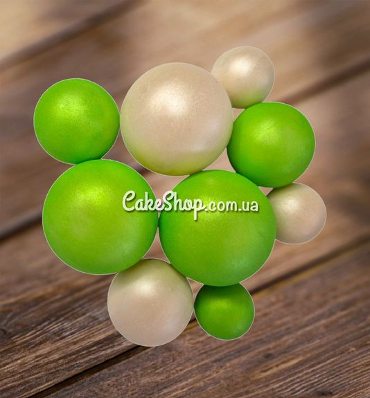 ⋗ Сфера шоколадная IR Белая жемчужина-салатовый блеск купить в Украине ➛ CakeShop.com.ua, фото