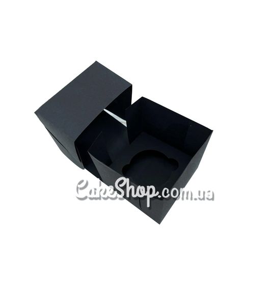 ⋗ Коробка для 1 кексу з фігурним вікном Чорна, 10х10х9 см купити в Україні ➛ CakeShop.com.ua, фото