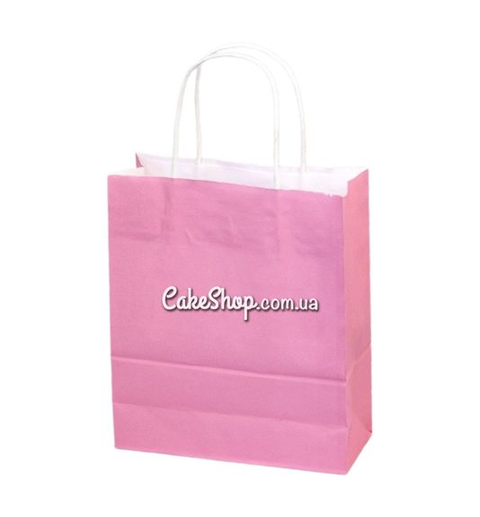 ⋗ Пакет паперовий з крученими ручками Рожевий, 24х20х8см купити в Україні ➛ CakeShop.com.ua, фото