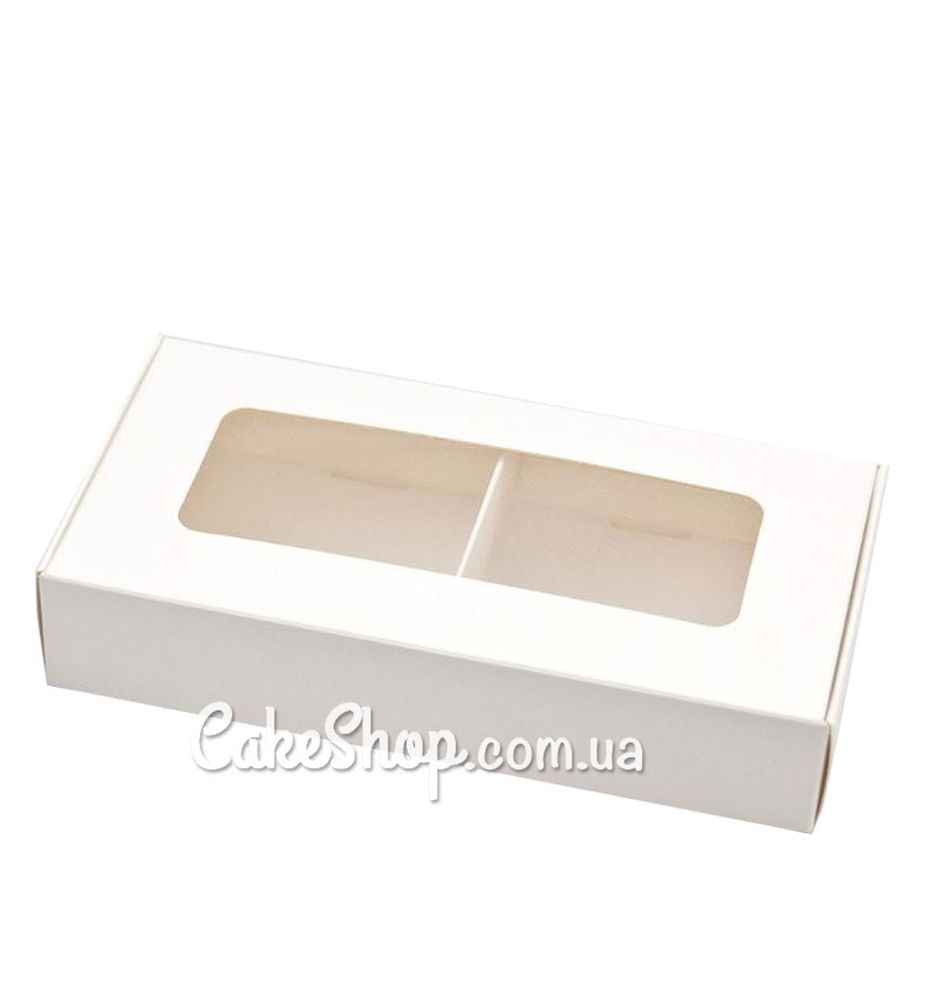 Коробка з ложементом на 2 десерти Біла, 18х9х3,5 см - фото