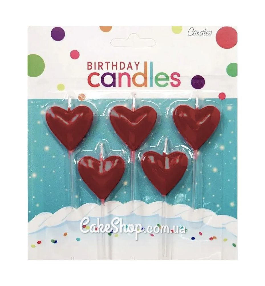 Свічки для торта Серця червоні - фото