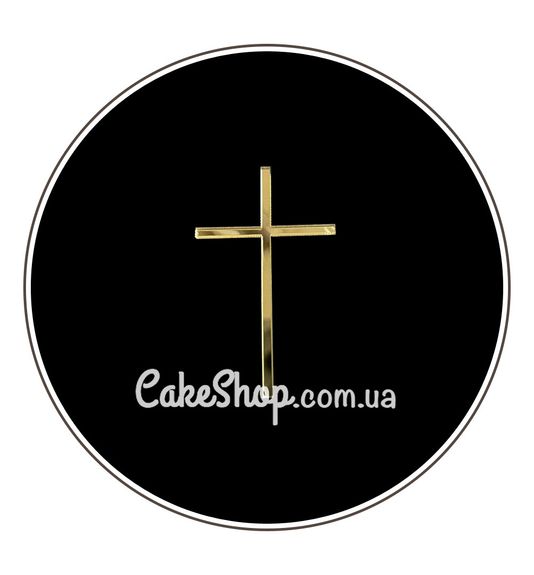 ⋗ Акриловый топпер DZ боковой Крестик 6 см золото купить в Украине ➛ CakeShop.com.ua, фото