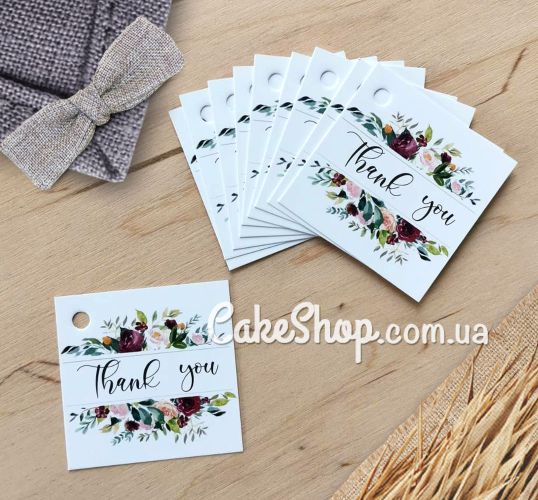 ⋗ Бирка бумажная Thank you 5х5 см, 10 шт купить в Украине ➛ CakeShop.com.ua, фото