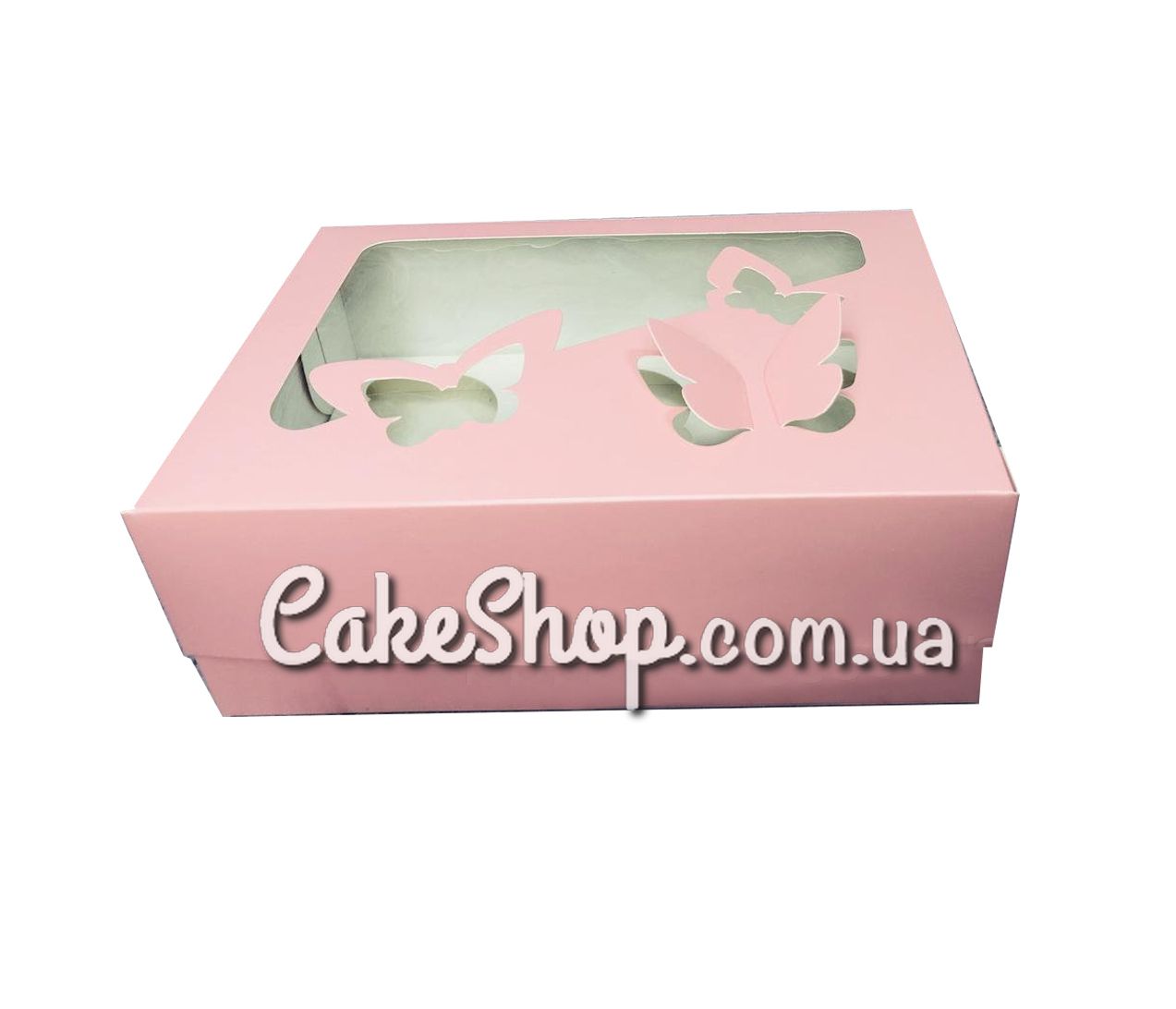 ⋗ Коробка на 6 кексов с бабочками Пудра, 25х18х9 см купить в Украине ➛ CakeShop.com.ua, фото