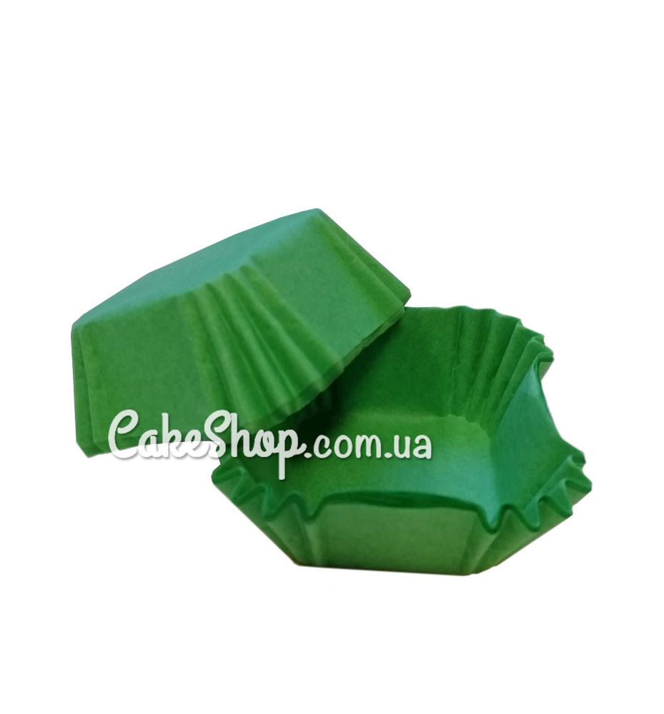 Бумажные формы для конфет и десертов 4х4 см, зеленые 50 шт. - фото