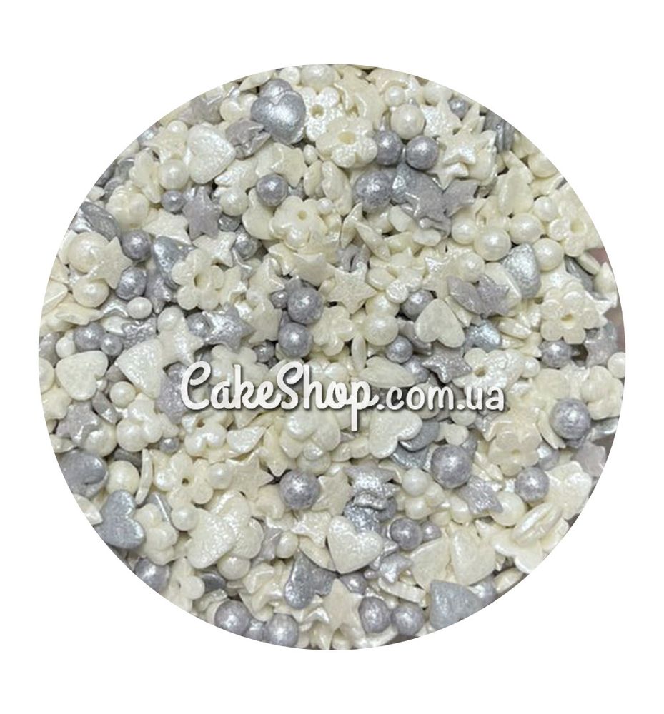 Посипка цукрова Перламутровий мікс з кульками #30, 50 г - фото