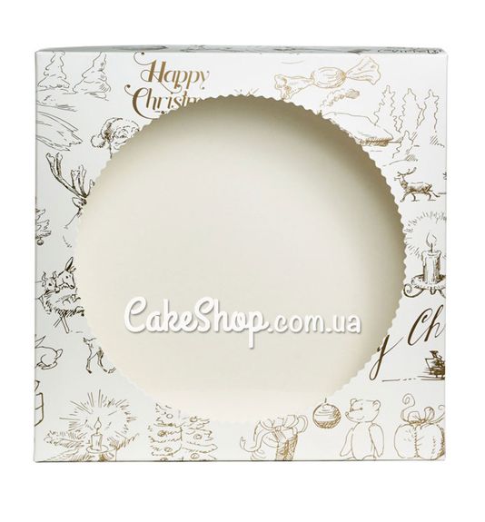 ⋗ Коробка для пряників із золотим принтом Merry Christmas  з вікном, 20х20х3,5 см купити в Україні ➛ CakeShop.com.ua, фото