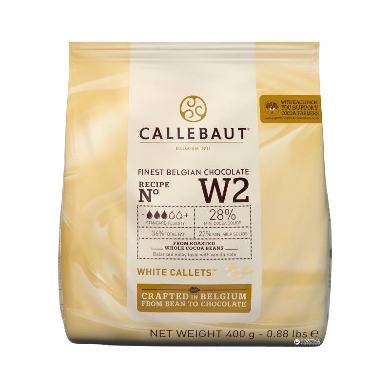 Шоколад бельгийский Callebaut W2 белый 28% в дисках, 400г - фото