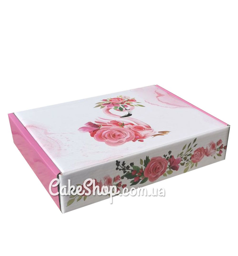 ⋗ Коробка для эклеров, зефира Почтовая Фламинго, 25х17х5 см купить в Украине ➛ CakeShop.com.ua, фото